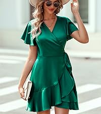 stain dress warp v-neck sexy summer casual dress 