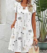 Women''s Casual Tshirt Dress Cotton Women''s Summer Boho Dress with Pocket Short Sleeve Beach Dress