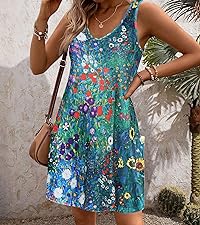 Women''s Summer Boho Dresses with Pockets Casual A Line Dress