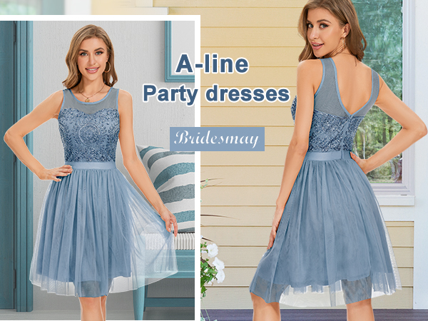 Beaded Tulle Cocktail Party Dress