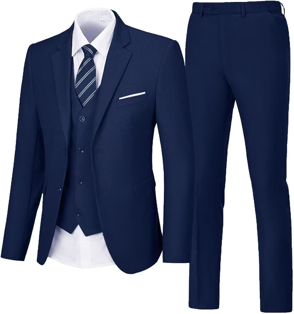 Men's Suit 3 Piece Wedding Suits 2 Buttons Slim Fit Tuxedo Set for Men Prom Casual Business Man Jacket Blazer Vest Pant