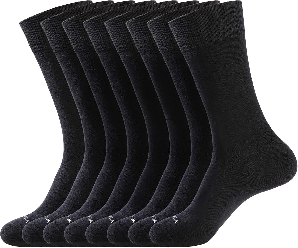 WANDER Men's Dress Socks Cotton Thin Classic Lightweight Socks 6/8 Pairs Solid & Patterned Soft Breathable Socks