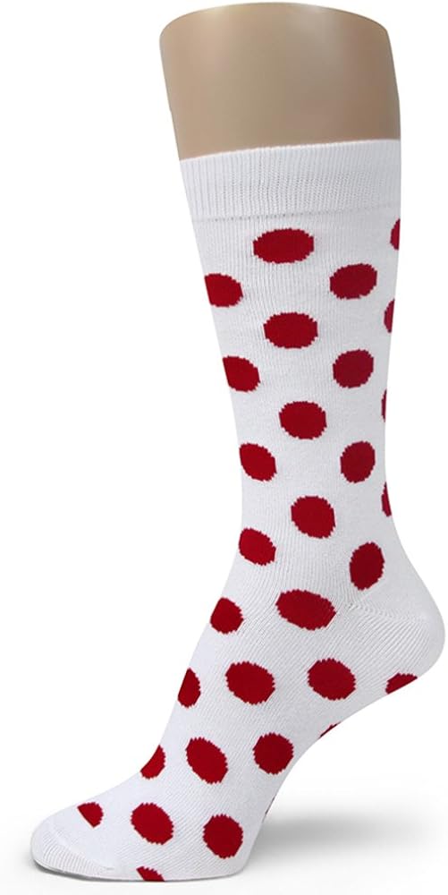 Men's Polka Dots Dress Socks,White/Red