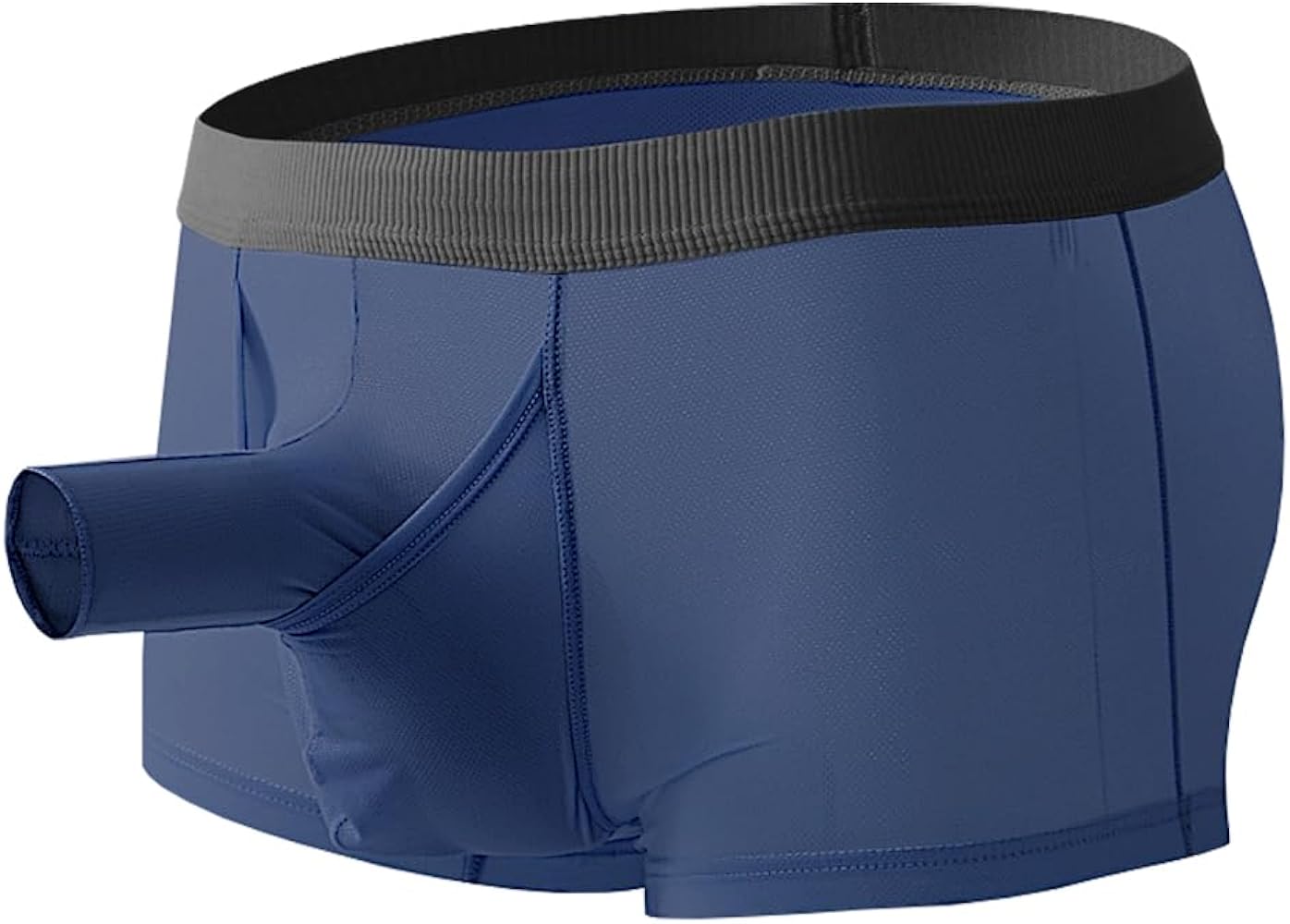 Men's Dual Pouch Underwear Bulge Boxer Briefs Separated Pouch See-through Redundant Prepuce Physical Therapy Trunks