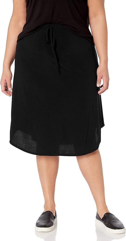 Star Vixen Women's Plus-Size Tie-Waist Ity Stretch A-line Mid-Length Skirt