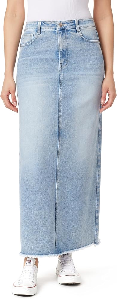 WallFlower Women's Legendary Maxi Mid Rise Denim Skirt Insta Stretch Juniors