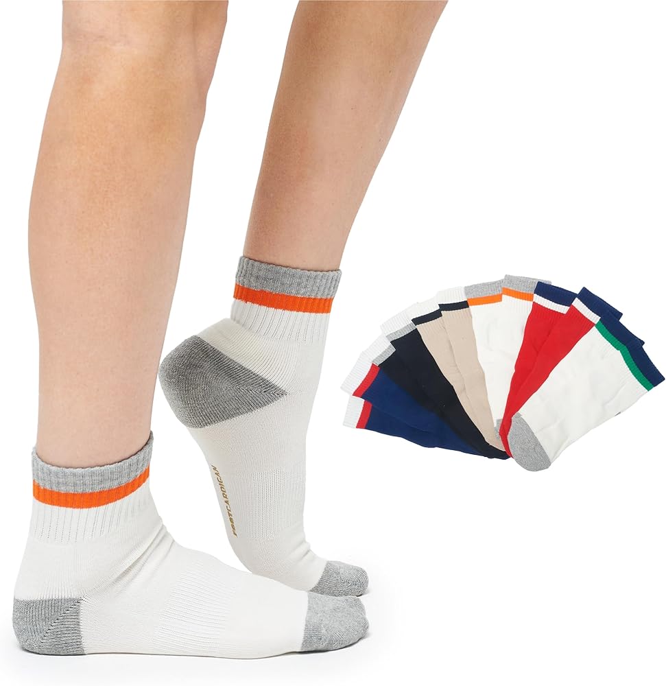 3 Pack Ankle Combed Cotton Cushioned 2 Stripe Socks For Men Athletic Arch Support Stylish Vintage Look