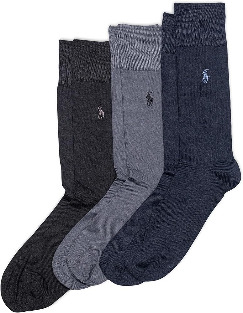 Polo Ralph Lauren Mens Supersoft Birdseye Dress Crew Socks 3 Pack