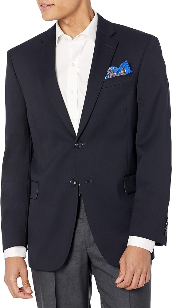 Palm Beach Men's Performance Wrinkle Rebound Suit Separate Coat, Navy Wool/Poly, 52 Long