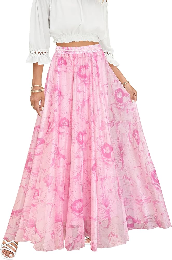 Afibi Women Full/Ankle Length Blending Maxi Chiffon Long Skirt Beach Skirt