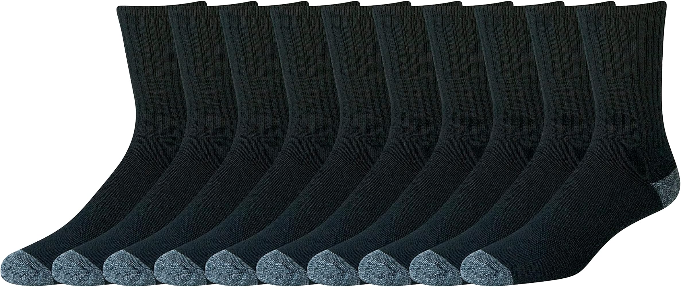 Amazon Essentials Men's Performance Cotton Cushioned Breathable Athletic Crew Sports Socks, 10 Pairs