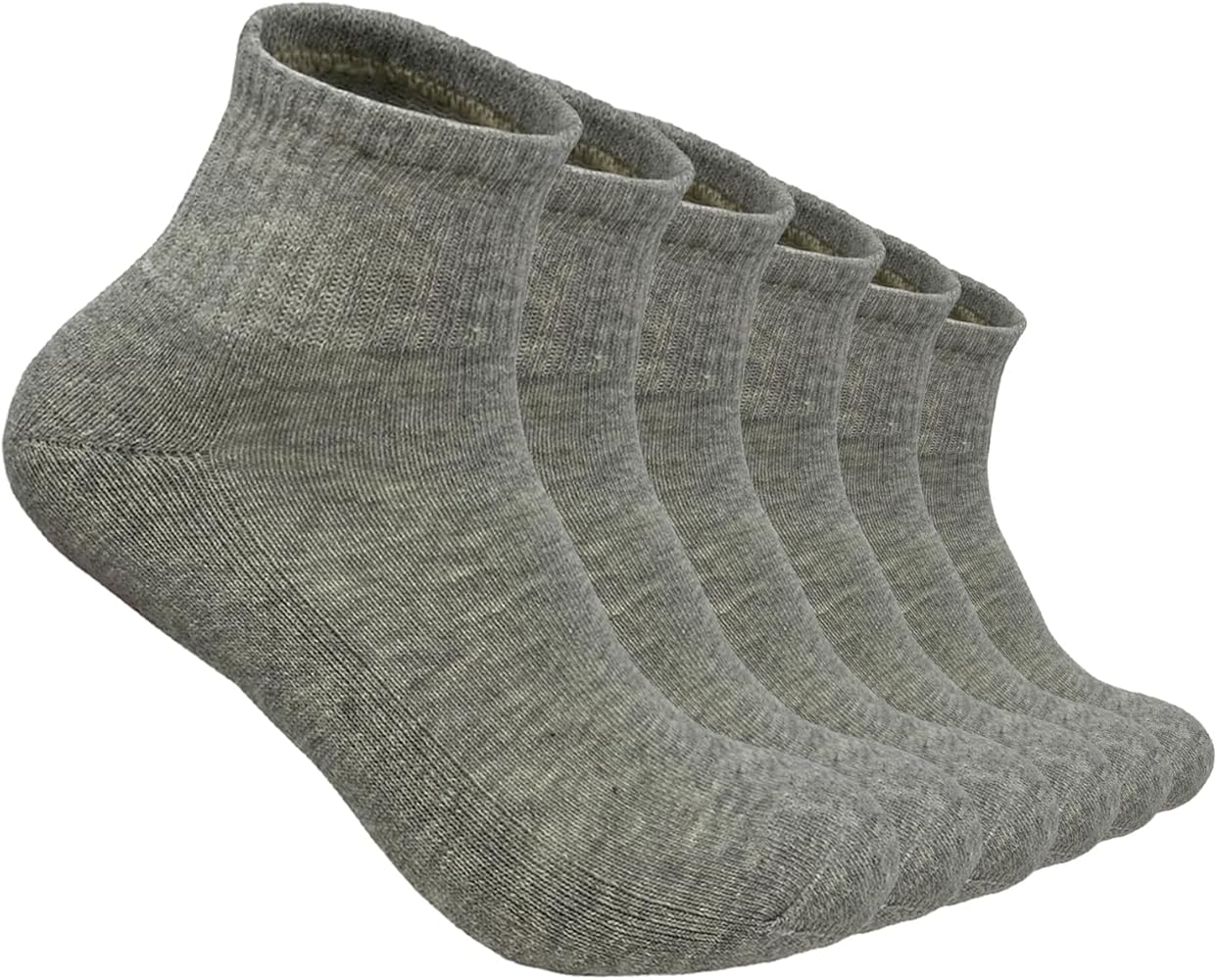 Glory Max 6 Pairs Men Cotton Solid Athletic Ankle Quarter Socks with Cushioning