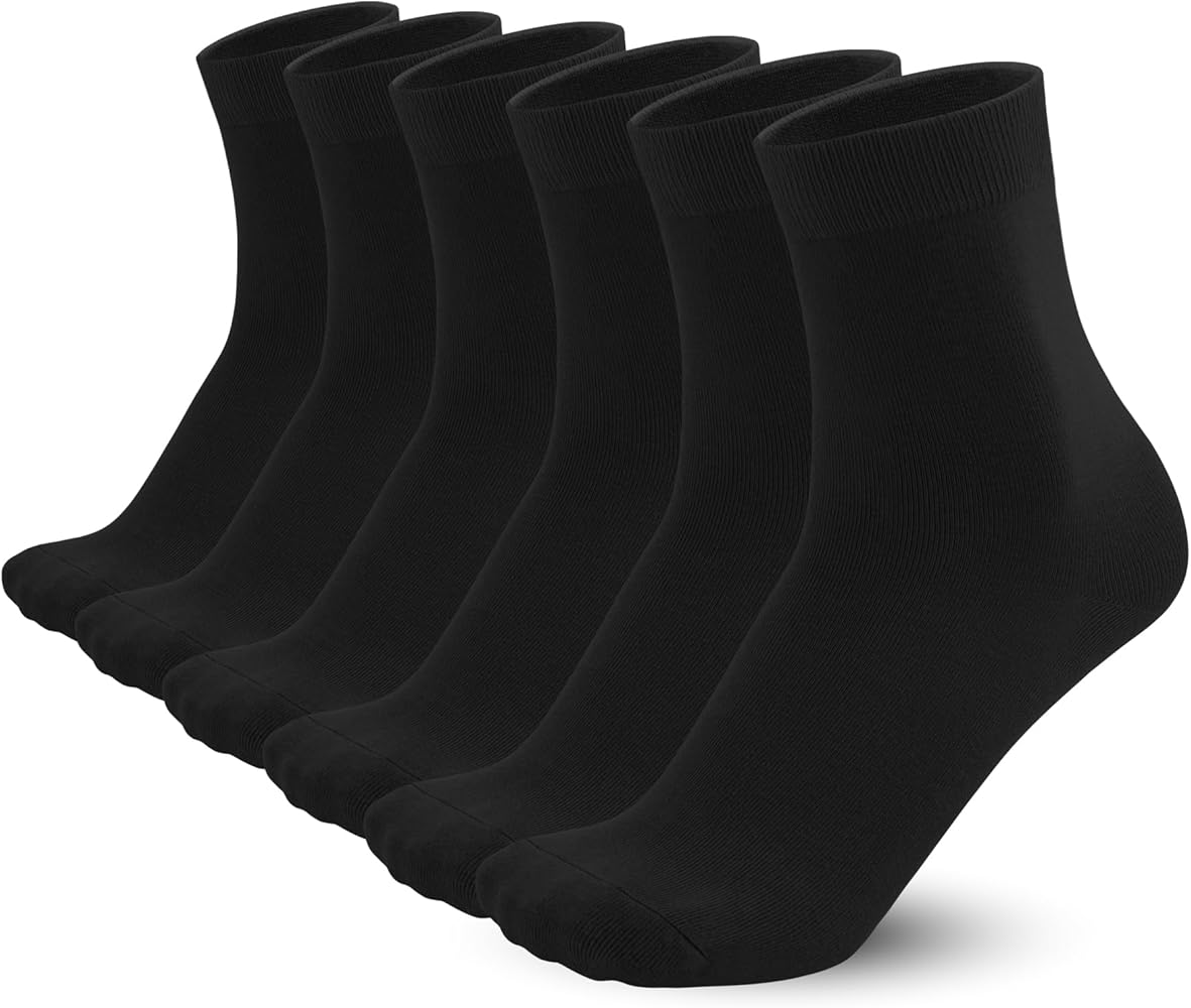 Mens Combed Cotton Thin Quarter Socks Solid Ankle Crew Stretch Sock Anti Odor Breathable 6 Pair