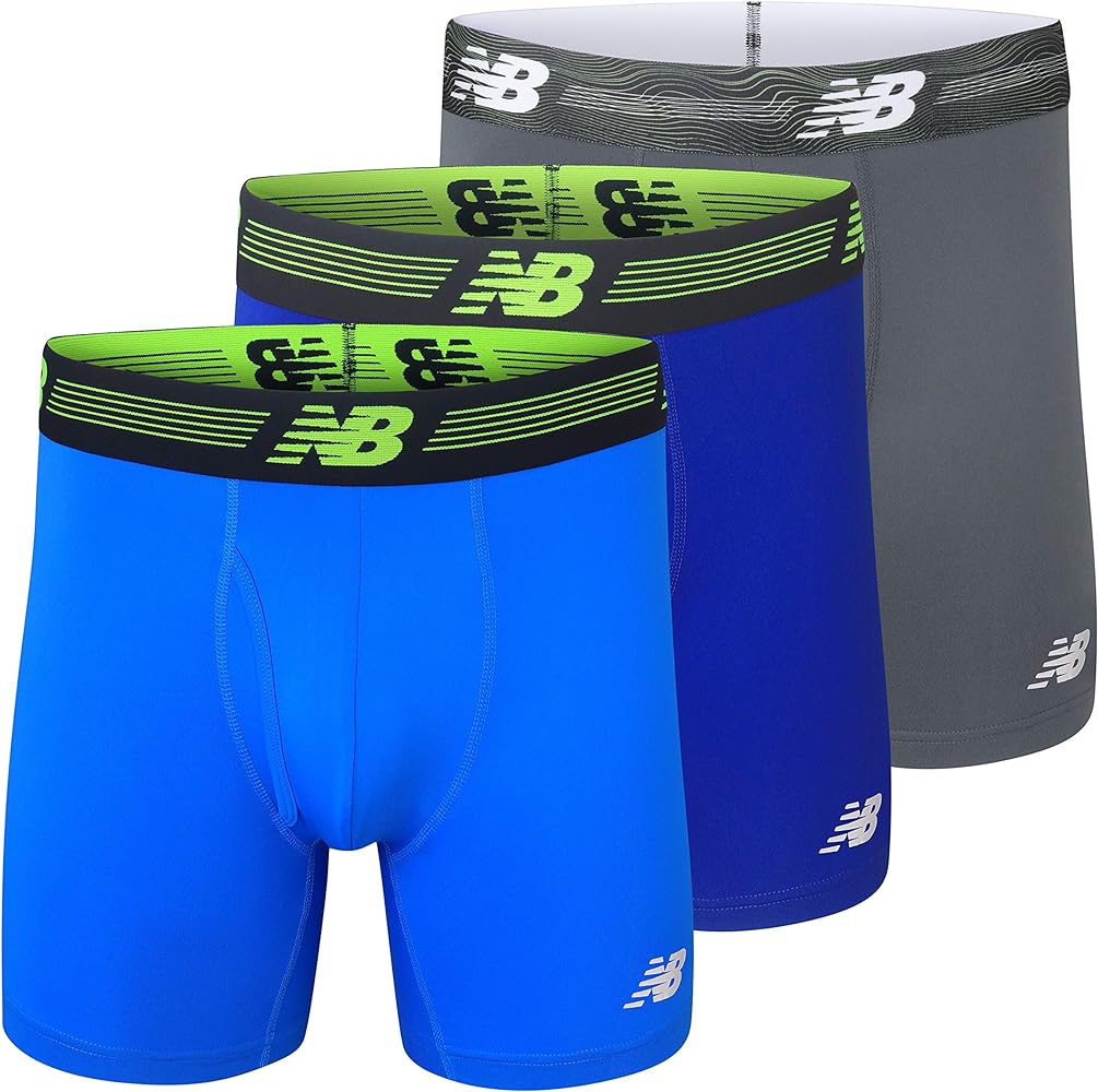 New Balance Men's 6" Premium Performance Boxer Brief with Fly Front (3 Pack)