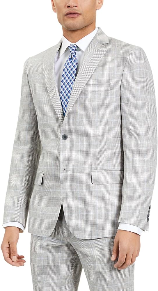 Lauren Ralph Lauren Mens Lassiter Linen Plaid Sportcoat Gray 44L