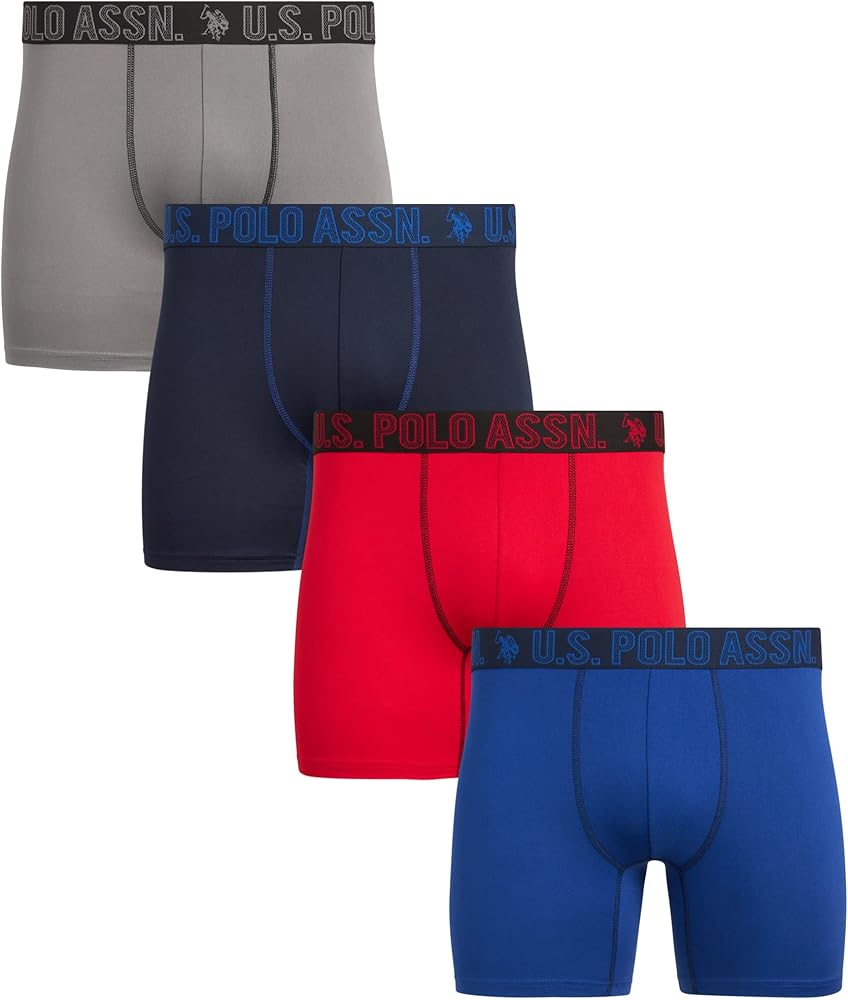 U.S. Polo Assn. Men's Underwear - Ultra Soft Boxer Briefs with Comfort Pouch (4 Pack)