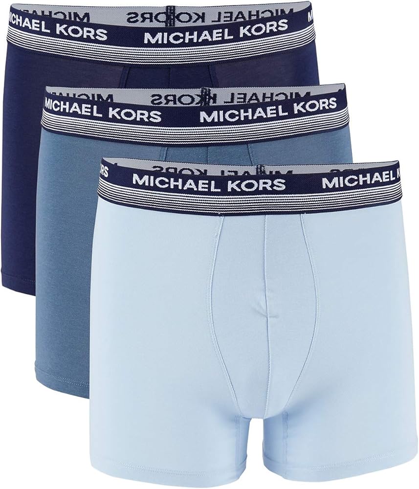 Michael Kors Men`s Ultimate Touch Stretch Pima Modal Trunks 3 Pack (Navy(9BR1710933)/Blue, Small)