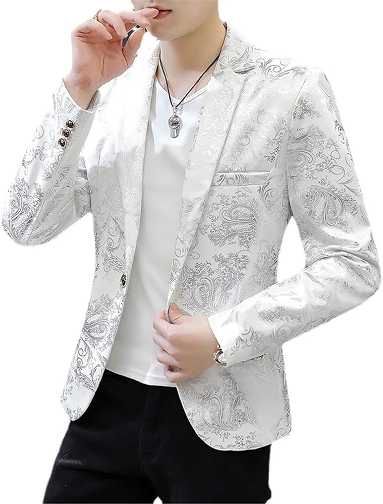 Men's Suit Jacket Casual Button Slim Fit Sport Coat Business Daily Blazer