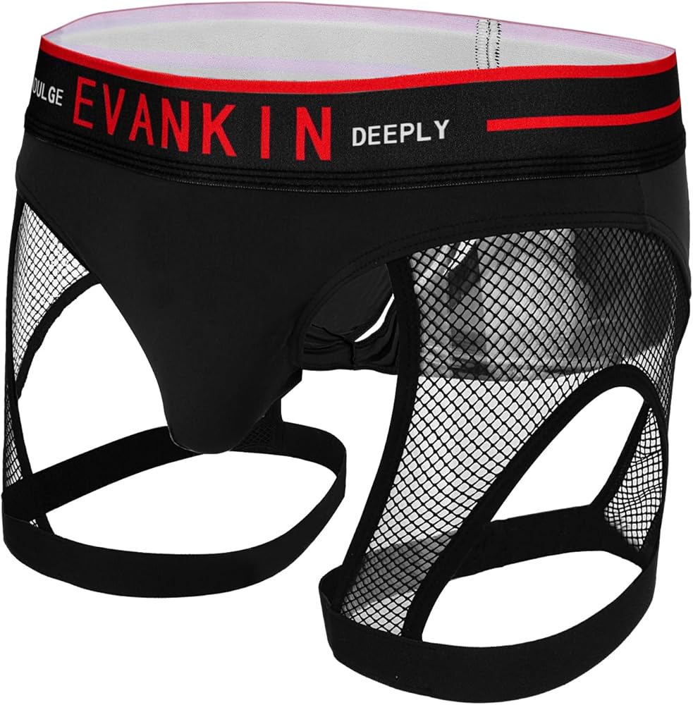 Evankin Mens Sexy Briefs Hollow Out Underwear Assless Jockstrap Leggings Lingerie with Leg Band