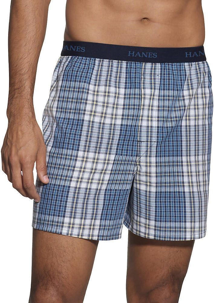 Hanes Ultimate Men's 5-Pack Yarn Dye Exposed Waistband Boxer-(Colors May Vary)