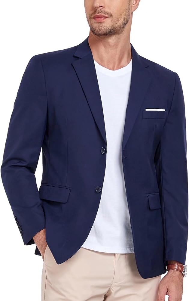 Mens Suit Jacket Solid Two Button Business Blazer for Men Notched Lapel Slim Fit Daily Casual Sport Coat