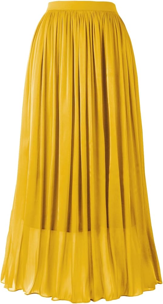 Women's Metallic Shiny Maxi Skirts Lightweight Silky Flowy Skirt for Summer Beach Holiday