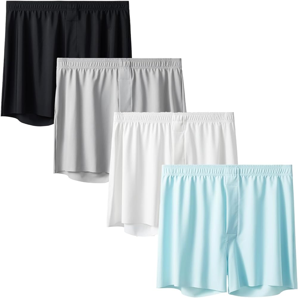 VISSAY Mens Tagless Boxer Underwear Satin Boxer Shorts Breathable and Cool Boxer Shorts with Button Fly Silky Pajama Bottoms