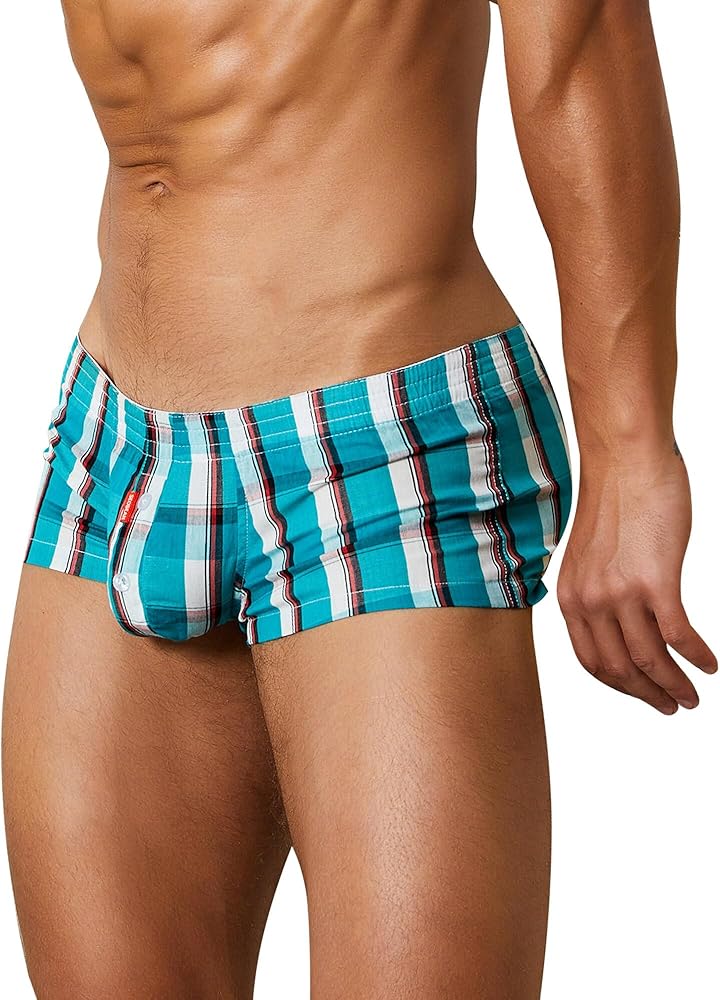 Panegy Men's Plaid Tartan Boxer Briefs Underwear Sleep Lounge Shorts Low Rise Sexy Underpant