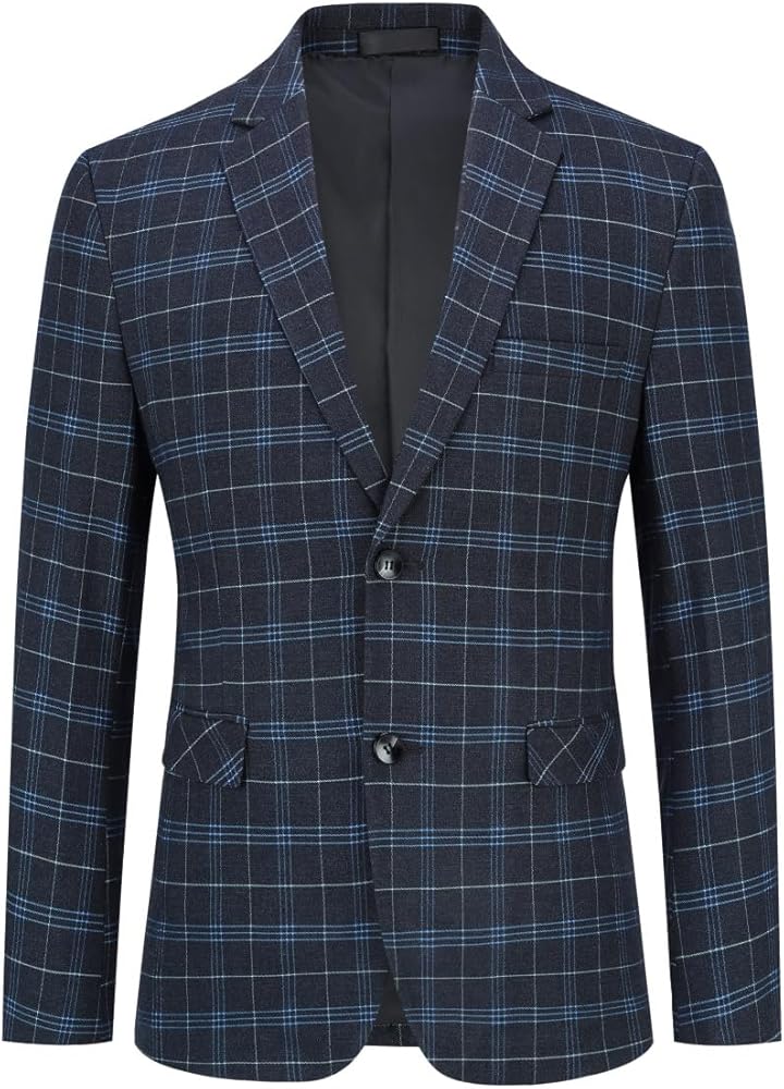 Men's Plaid Blazer Casual Sports Coat Slim Fit Plaid Suit Jackets for Party Wedding