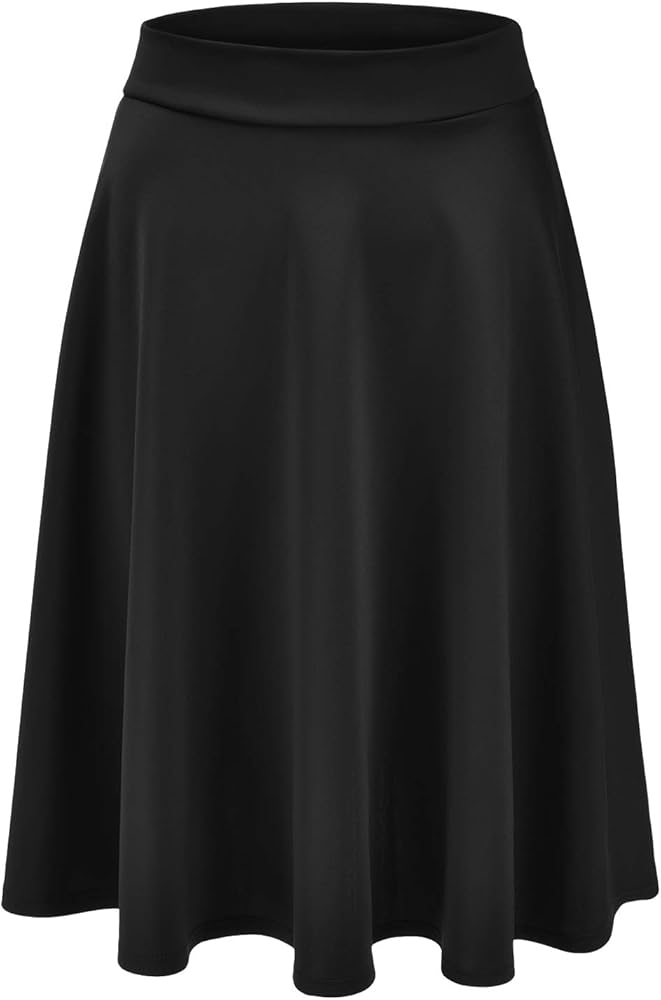 EIMIN Women's Basic Versatile Stretchy Flared Casual Midi Skater Skirt (S-3XL)