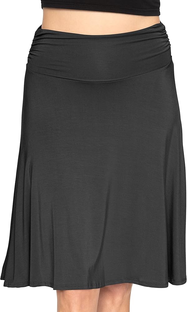 STRETCH IS COMFORT Women's and Plus Size Knee Length Ruched Waist Flowy Skirt