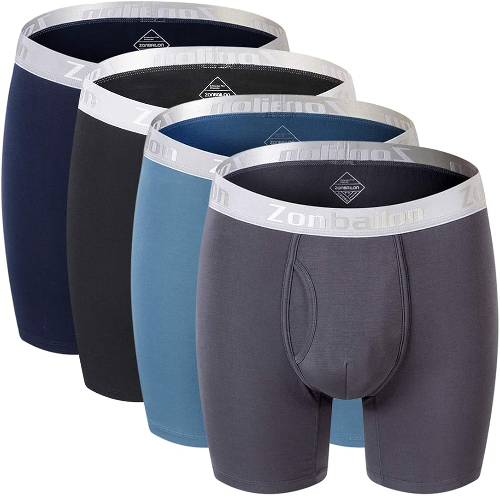 ZONBAILON Mens Underwear Bamboo Viscose Boxer Briefs Multipack with Fly M L XL 2XL 3XL