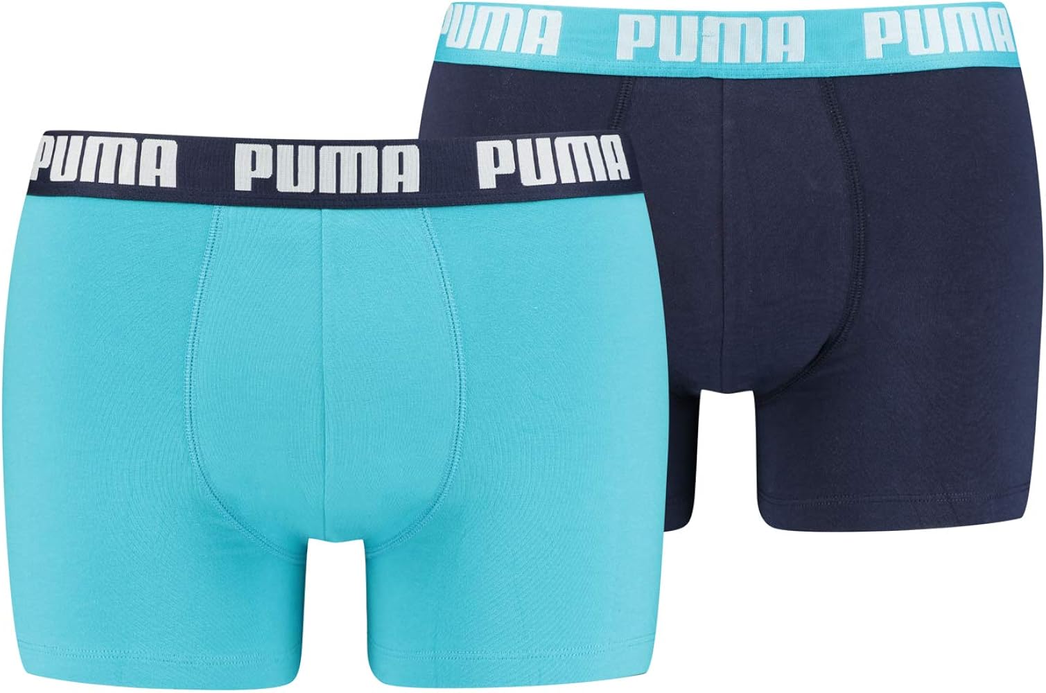 PUMA Mens Cotton Boxer Shorts Aqua/Blue Medium Pack of 2
