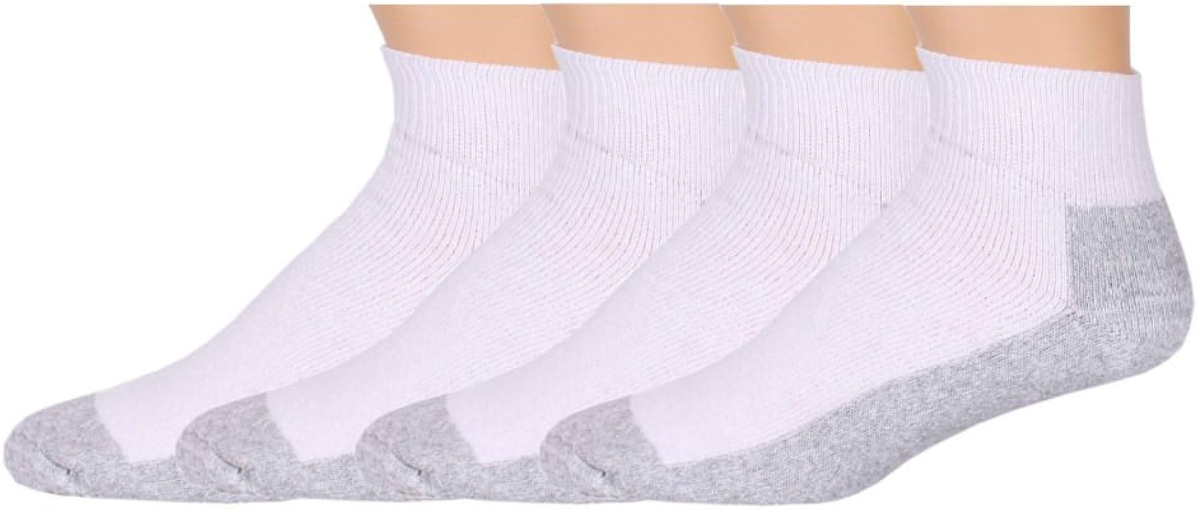 White Ankle with Gray Bottom - Sox Plus Thick Reinforced Gray Bottom Socks 4 Pack