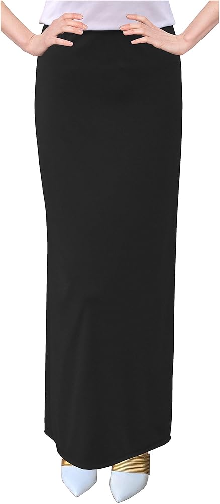BABY O Women's Basic Modest 37" Below The Knee Ankle Length Maxi Straight Skirt