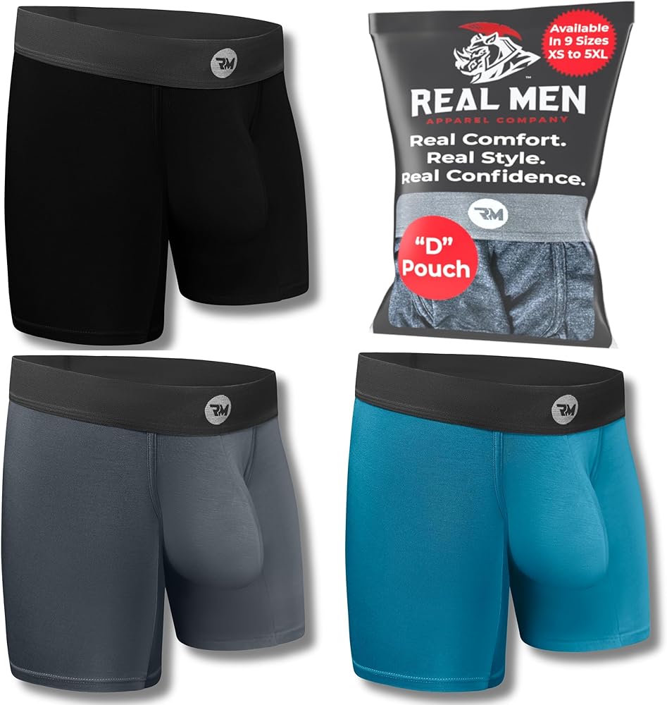 Real Men Bulge Enhancing Pouch Underwear for Men – 1 or 3 Pack Set - Modal Boxer Briefs ABCD Pouch