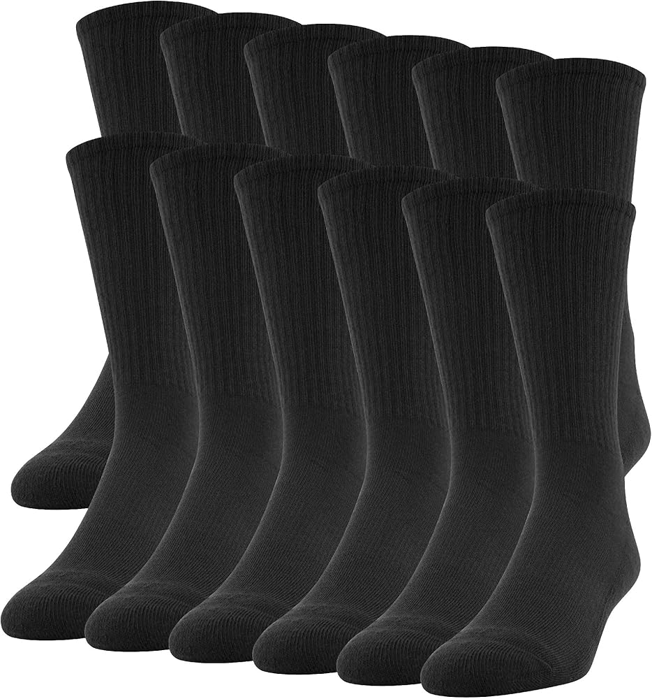 Gildan Mens Performance Crew Socks, 12 Pairs