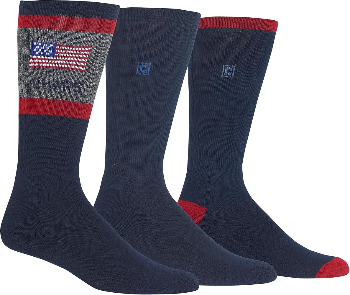 Chaps Men's Casual Flag Stripe Crew Socks - 3 Pair Pack
