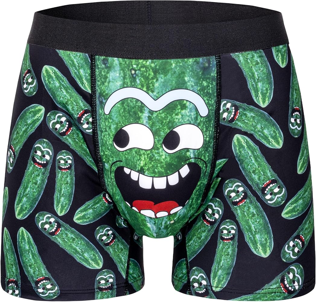 Novelty Funny Boxers Underwear Gag Gifts for Men Pickles Boxer Briefs Shorts White Elephant Gift for Adults