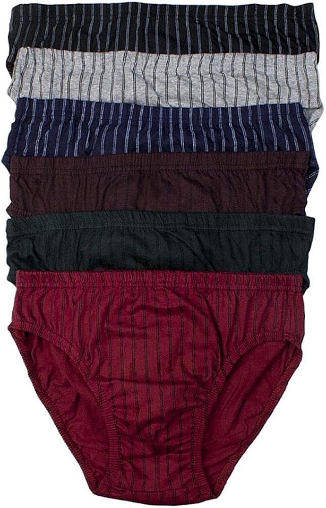 6 Pack Mens Bikinis Briefs Underwear 100% Cotton Lined Knocker Size Medium 32-34 Black