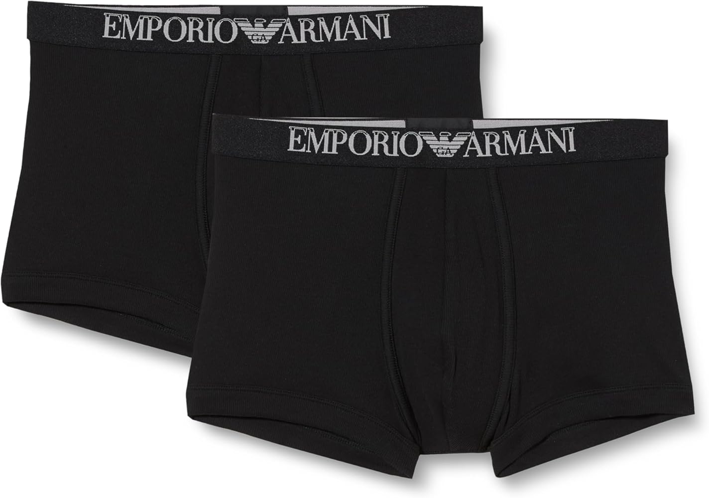 Emporio Armani Men's Ribbed Stretch Cotton 2-Pack Trunk