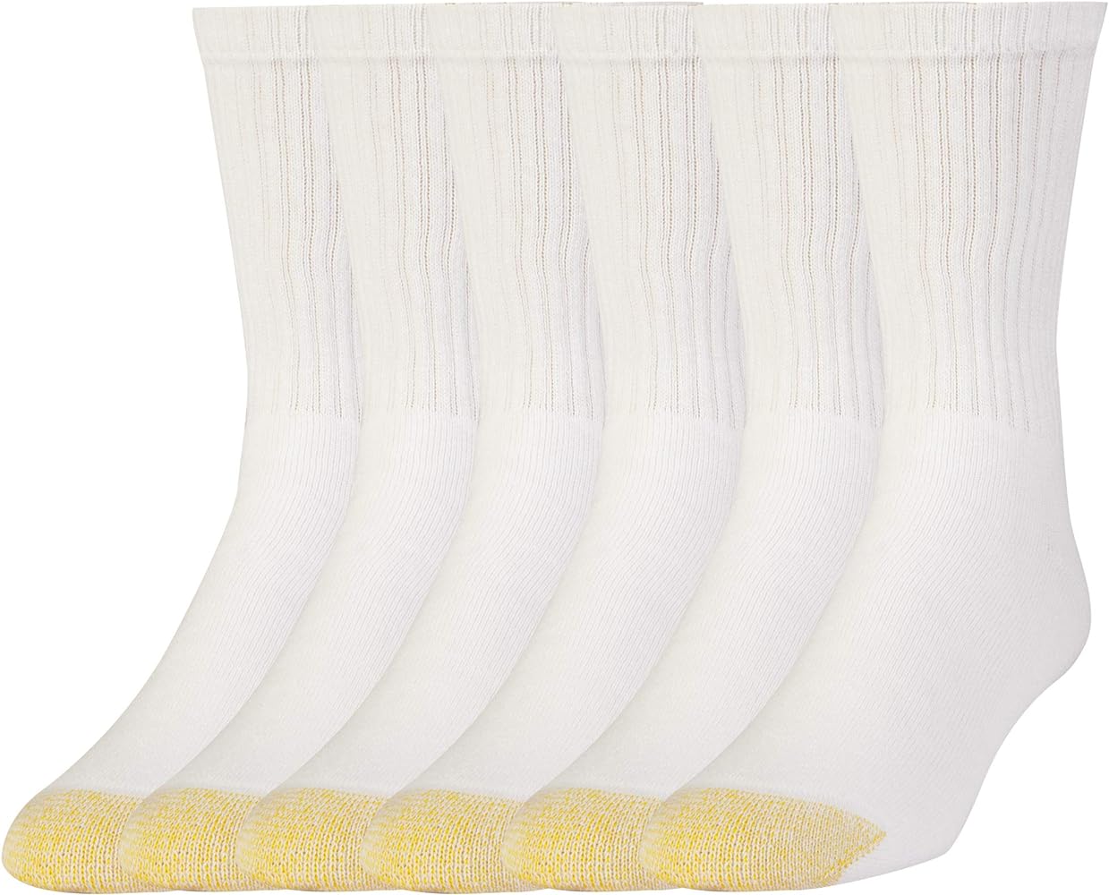 GOLDTOE Men's Cotton Blend Athletic Crew Socks, 6-pairs