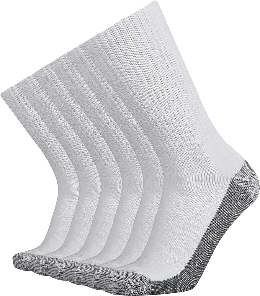 KMM Men's Cotton Full Thick Cushion Crew Socks Moisture Control Heavy Duty Work Boot Warm Thermal Anti Wicking Sweat Blisters