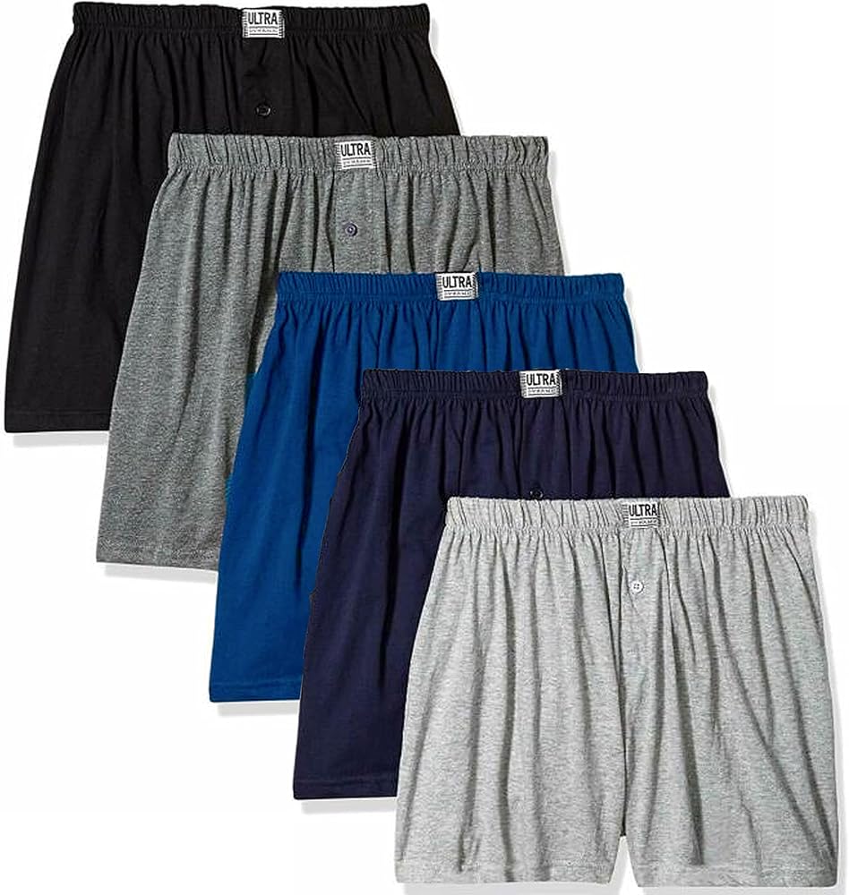 4 Pc Men's Plain Boxer Shorts 100% Cotton Underwear Knit Solid Assorted Color XL, Black