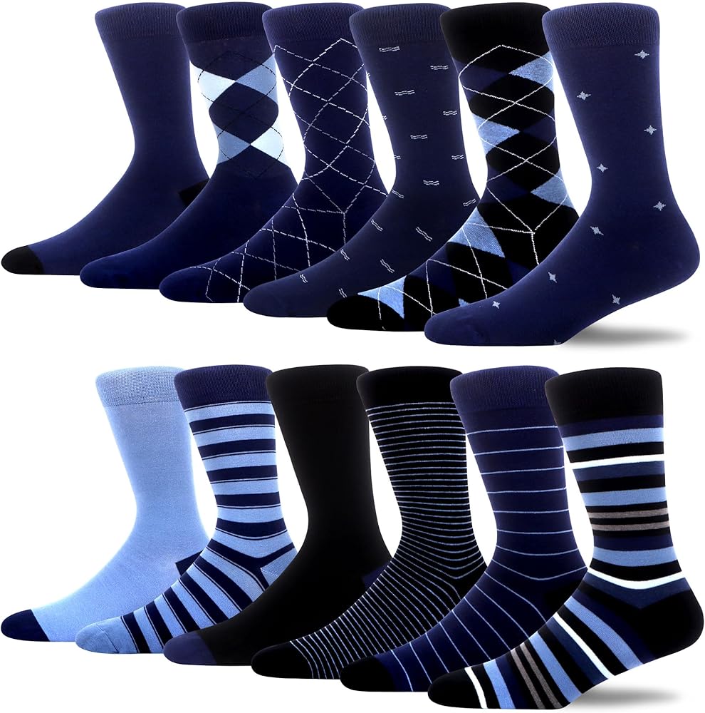 MAKABO Men's 12 Pairs Seamless Premium Cotton Thin Dress Socks