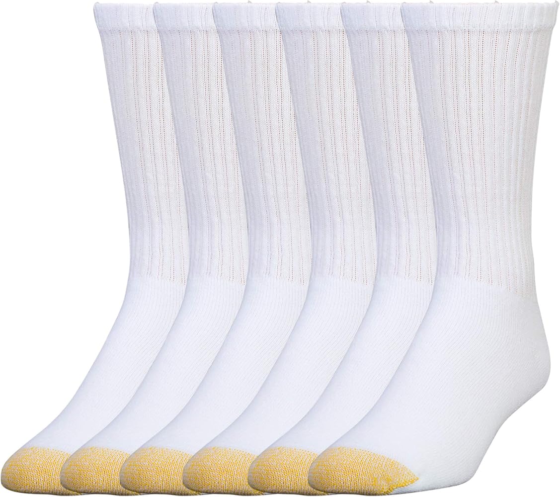 Gold Toe Men's Cotton Crew Extended 656SE Athletic Socks,White,13-15