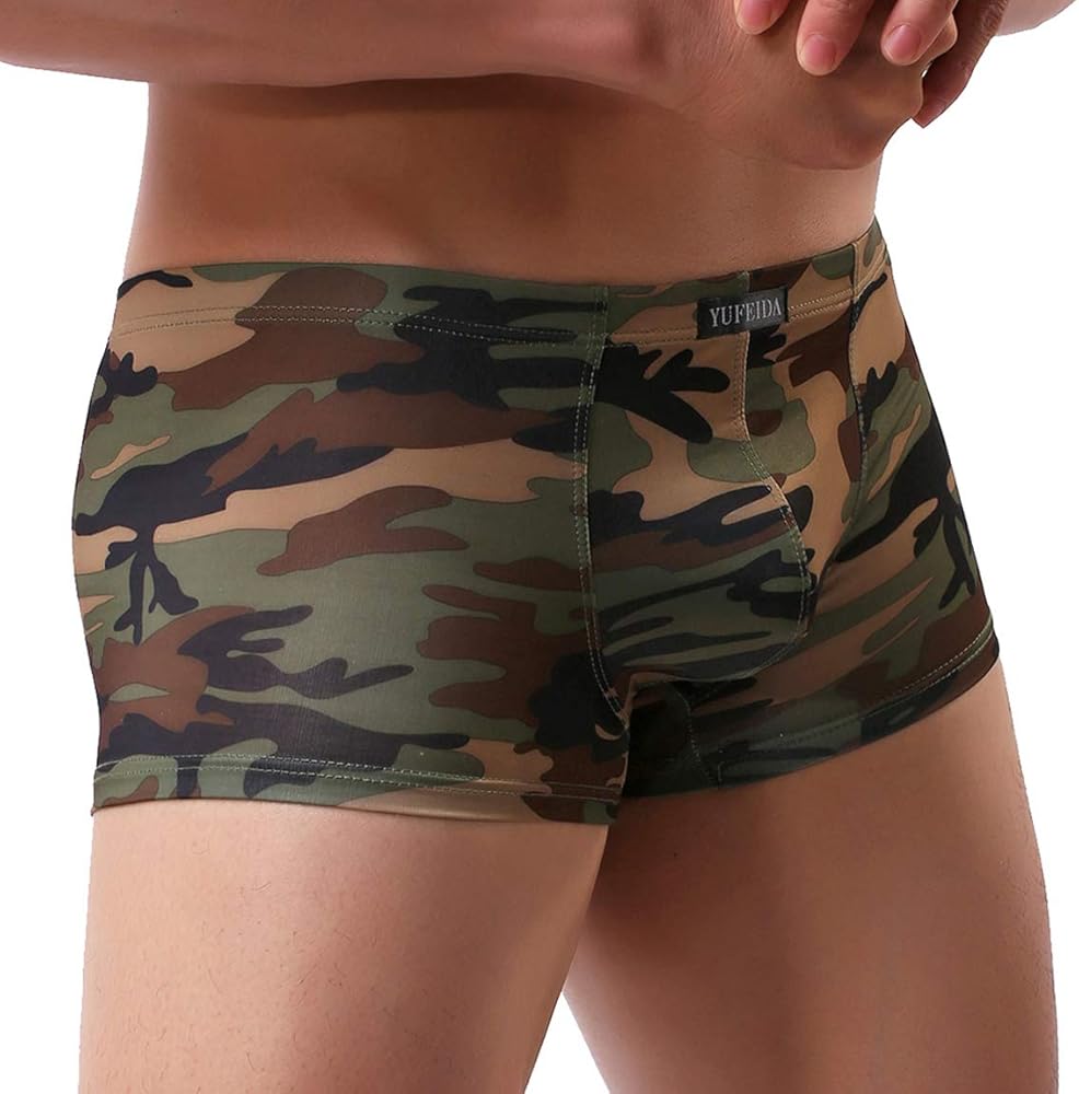 YUFEIDA Sexy Men's Boxer Shorts Camouflage Low Rise Boxer Trunks