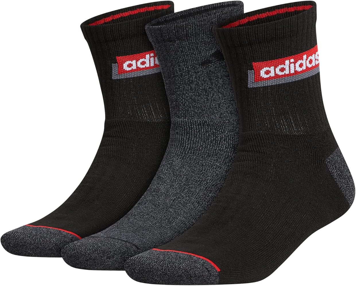 adidas Men's Sport Linear High Quarter Socks (3-Pair)