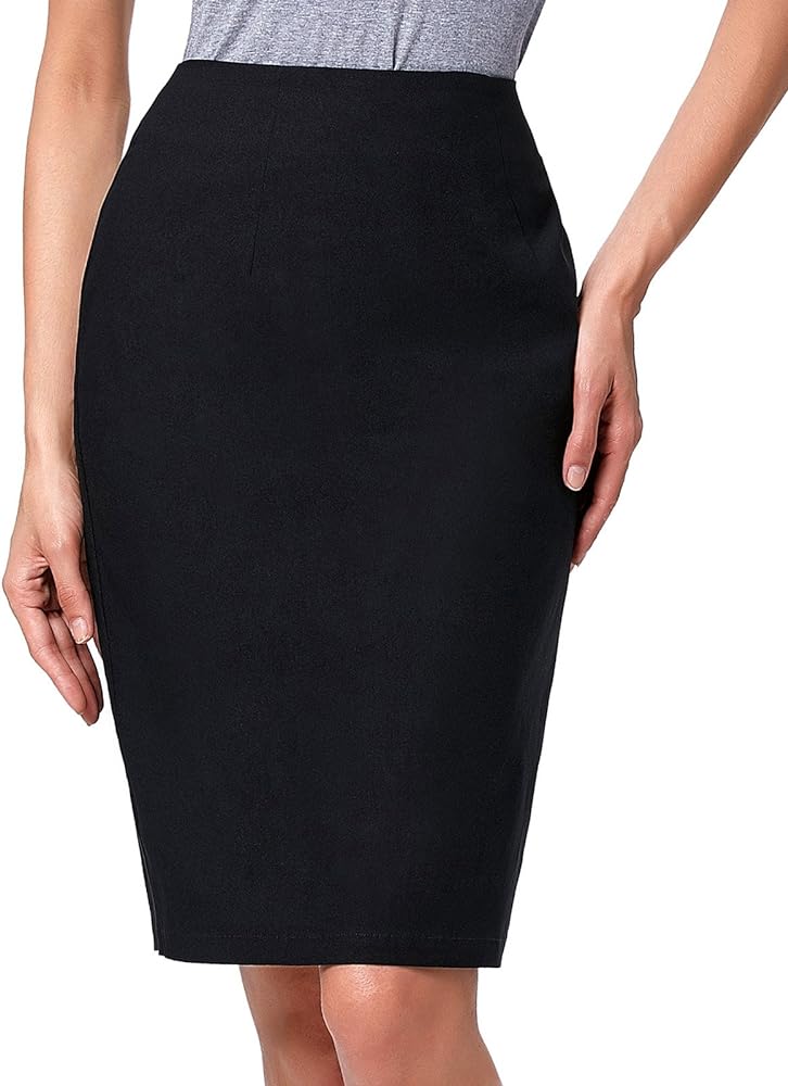 Kate Kasin Pencil Skirts for Women High Waisted Slim Fit Above Knee Length Business Work Skirt