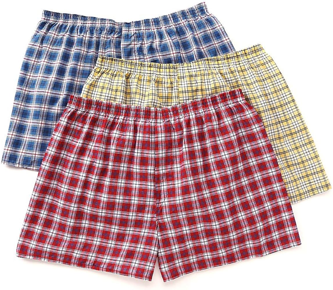 Fruit of the Loom Men's BigTartan Woven Boxer(Pack of 3)